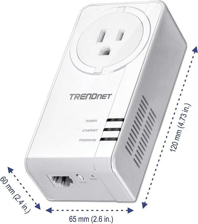 Alt view image 5 of 6 - TRENDnet Powerline 1300 AV2 Adapter; IEEE 1905.1 & IEEE 1901; Gigabit Port; Range Up to 300m (984 ft.); TPL-422E