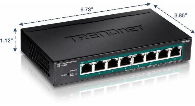 Alt view image 4 of 5 - TRENDnet TPE-TG82ES (V1.0R) 8-Port Gigabit EdgeSmart PoE+ Switch
