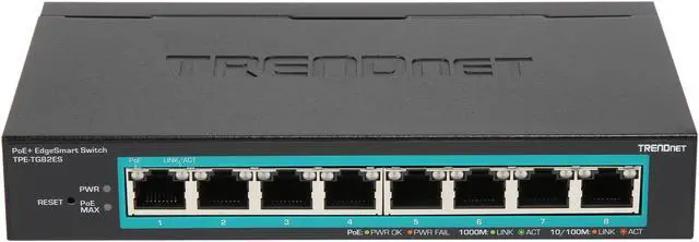 Alt view image 3 of 6 - TRENDnet TPE-TG82ES (V1.0R) 8-Port Gigabit EdgeSmart PoE+ Switch