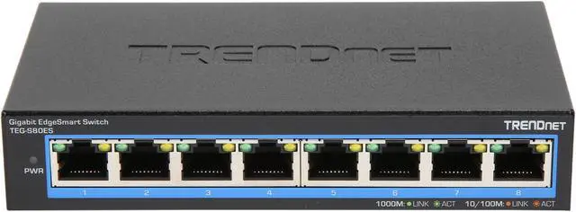 Alt view image 2 of 6 - TRENDnet 8-Port Gigabit EdgeSmart Switch, 8 x Gigabit Ports, 16Gbps Switch Capacity, Ethernet Network Desktop Switch, Managed Gigabit Switch, Metal, Fanless, Lifetime Protection, Black, TEG-S80ES