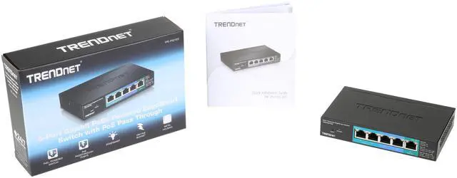 Alt view image 6 of 6 - TRENDnet 5-Port Gigabit PoE+ Powered EdgeSmart Switch With PoE Pass Through, 18W PoE Budget, 10Gbps Switching Capacity, Managed Switch, Wall-Mountable, Black, TPE-P521ES