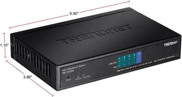 Alt view image 5 of 5 - TRENDnet EdgeSmart TPE-TG50ES Ethernet Switch
