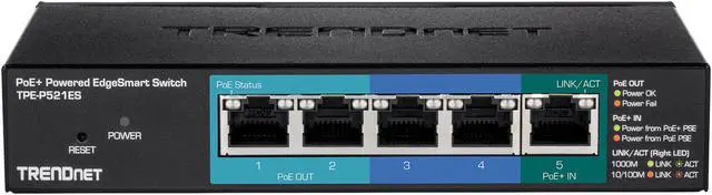 Alt view image 3 of 4 - TRENDnet 5-Port PD-Powered Gigabit PoE EdgeSmart Switch, TPE-P521ES