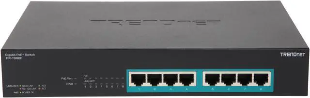 Alt view image 3 of 6 - TRENDnet 8-Port Gigabit Full Power Poe+ Switch, 8 x Gigabit PoE+ Ports, 240W Power Budget, 16Gbps Switching Capacity, Rack Mountable, Ethernet Network Switch, Metal, TPE-TG80F