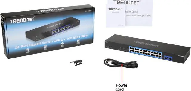 Alt view image 6 of 6 - TRENDnet 24-Port Gigabit Switch with 2 X 10G SFP+ Slots; Fanless Design; 19 1U Rack mountable; TEG-30262