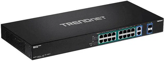 Main image of TRENDnet 18-Port Gigabit High Power Poe+ Switch, 16 X Gigabit Poe+ Ports, 2 X Shared Gigabit Ports, 36Gbps Switching Capacity, 440W PoE Power Budget, TPE-TG182F