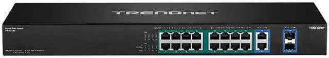 Alt view image 2 of 3 - TRENDnet 18-Port Gigabit High Power Poe+ Switch, 16 X Gigabit Poe+ Ports, 2 X Shared Gigabit Ports, 36Gbps Switching Capacity, 440W PoE Power Budget, TPE-TG182F