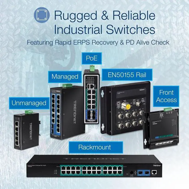 Alt view image 6 of 6 - TRENDnet 5-Port Industrial Gigabit PoE+ Wall-Mounted Front Access Switch, 5X Gigabit PoE+ Ports, DIN-Rail Mount, 48 -57V DC Power Input, IP30, 120W PoE Budget, TI-PG50F
