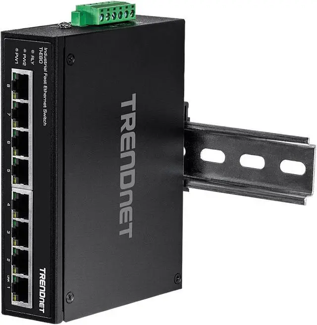 Alt view image 4 of 4 - TRENDnet 8-Port Industrial Unmanaged Fast Ethernet DIN-Rail Switch, TI-E80 8 x Fast Ethernet Ports, 1.6Gbps Switching Capacity,8 Port Network Fast Ethernet Switch,IP30 Metal Switch