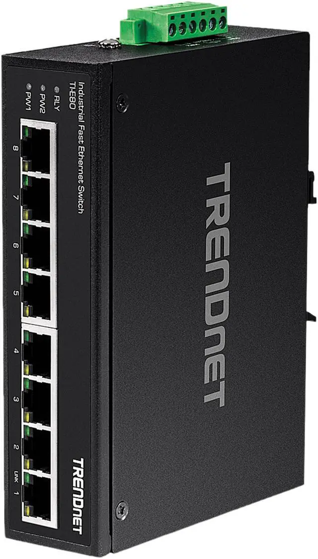 Alt view image 3 of 4 - TRENDnet 8-Port Industrial Unmanaged Fast Ethernet DIN-Rail Switch, TI-E80 8 x Fast Ethernet Ports, 1.6Gbps Switching Capacity,8 Port Network Fast Ethernet Switch,IP30 Metal Switch