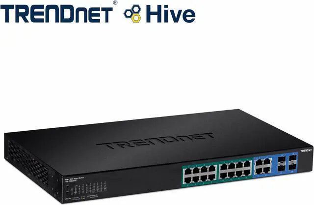 Alt view image 3 of 6 - TRENDnet 20-Port Gigabit Web Smart 370W PoE+ Switch, TPE-1620WSF, 16 Gigabit PoE+ Ports, 4 Shared Gigabit Ports(RJ-45 or SFP), 370W PoE Budget,Managed PoE+ Ethernet Network Switch, Lifetime Protection