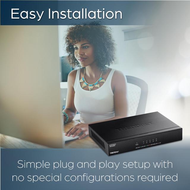 Alt view image 8 of 11 - TRENDnet 5-Port Unmanaged 2.5G Gaming Switch, TEG-S350, 5 x 2.5GBase-T Ports, 25Gbps Switching Capacity, Ethernet Splitter, NDAA & TAA Compliant, Fanless, Wall Mountable, Lifetime Protection, Black