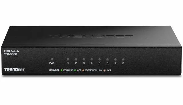 Alt view image 2 of 12 - TRENDnet 8-Port Unmanaged 2.5G Switch, 8 x 2.5GBASE-T Ports, 40Gbps Switching Capacity, Backwards Compatible with 10-100-1000Mbps Devices, Fanless, Wall Mountable, Black, TEG-S380