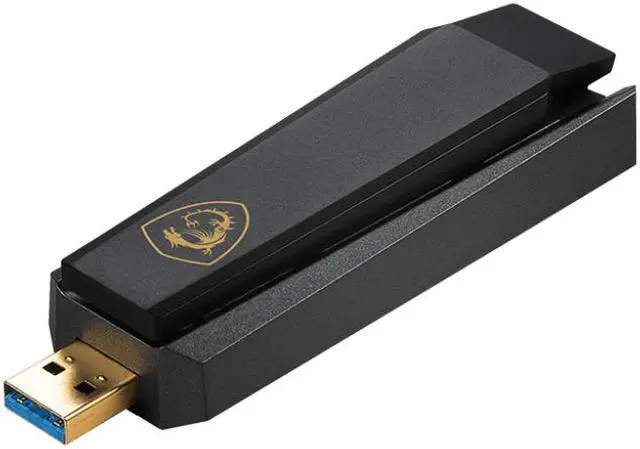 Alt view image 4 of 9 - MSI AXE5400 WiFi 6Tri-Band USB Adapter - WLAN up to 5400 Mbps (6Ghz, 5GHz, 2.4GHz Wireless), USB 3.2 Gen 1 Type-A, MU-MIMO, Adjustable Antenna, Beamforming, WPA3 - Wired Bracket Included