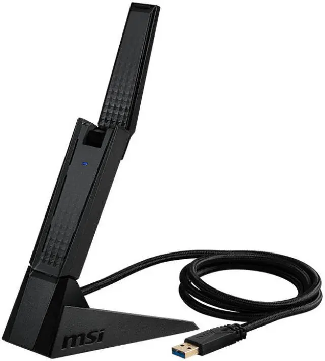 Alt view image 5 of 9 - MSI AXE5400 WiFi 6Tri-Band USB Adapter - WLAN up to 5400 Mbps (6Ghz, 5GHz, 2.4GHz Wireless), USB 3.2 Gen 1 Type-A, MU-MIMO, Adjustable Antenna, Beamforming, WPA3 - Wired Bracket Included