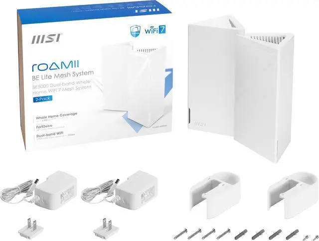 Alt view image 2 of 15 - MSI Roamii BE Lite Mesh System - 2 Pack (WiFi 7, BE 5000, Up to 5,800 sq.ft. of Coverage, Supporting 120+ Devices, 2.5Gbps Ethernet Port, MU-MIMO MLO)