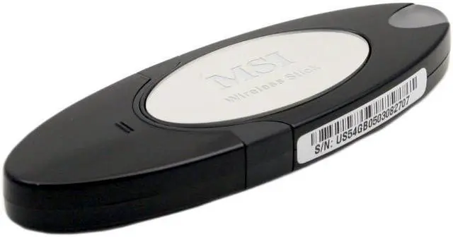 Main image of MSI US54G Wireless-G Adapter IEEE 802.11, 802.11b/g USB 2.0 Up to 54Mbps Wireless Data Rates