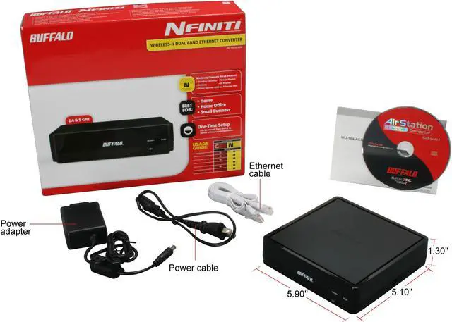 Alt view image 5 of 5 - BUFFALO AirStation N300 4-Port Dual Band Wireless Ethernet Bridge and Gaming Adapter - WLI-TX4-AG300N