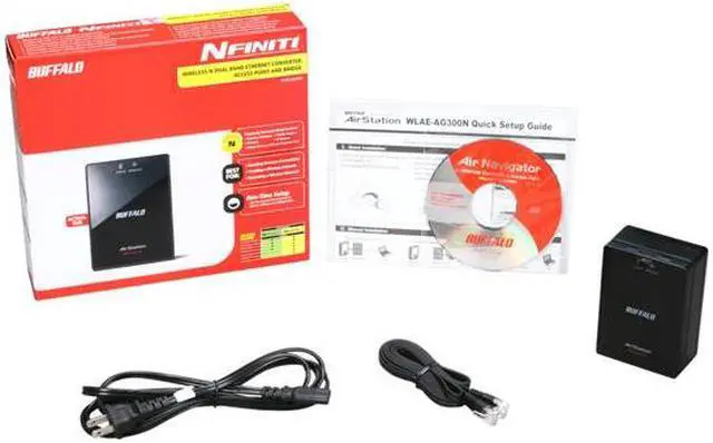 Alt view image 5 of 5 - BUFFALO AirStation N300 2-Port Dual Band Wireless Ethernet Bridge and Gaming Adapter - WLAE-AG300N