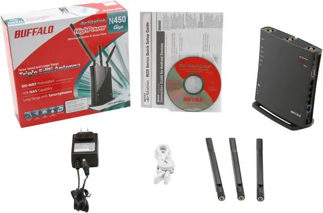 Alt view image 7 of 7 - BUFFALO AirStation HighPower N450 Gigabit DD-WRT Wireless Router - WZR-HP-G450H