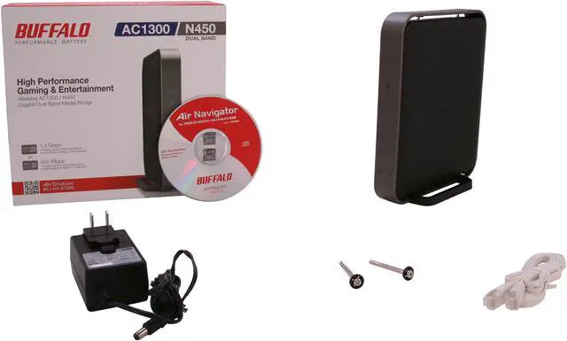 Alt view image 5 of 5 - BUFFALO AirStation AC1300 / N450 4-Port Gigabit Dual Band Wireless Ethernet Bridge and Gaming Adapter - WLI-H4-D1300