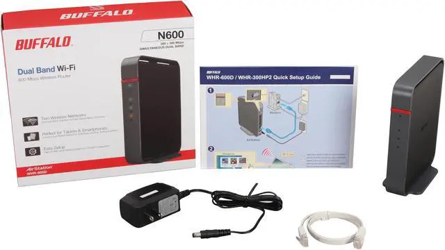 Alt view image 6 of 5 - BUFFALO AirStation N600 (300 + 300 Mbps) Dual Band Wireless Router - WHR-600D
