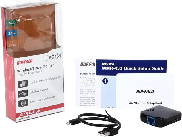 Alt view image 6 of 6 - Buffalo WMR-433-BK AirStation AC433 Wireless Travel Router