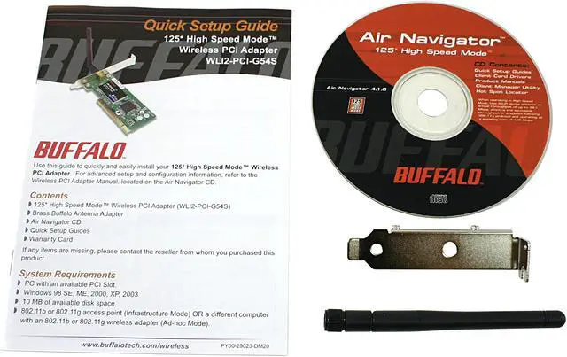Alt view image 4 of 5 - BUFFALO WLI2-PCI-G54S Wireless-G 125 High-Speed Adapter IEEE 802.11b/g 32-Bit PCI Bus Up to 125Mbps Wireless Data Rates