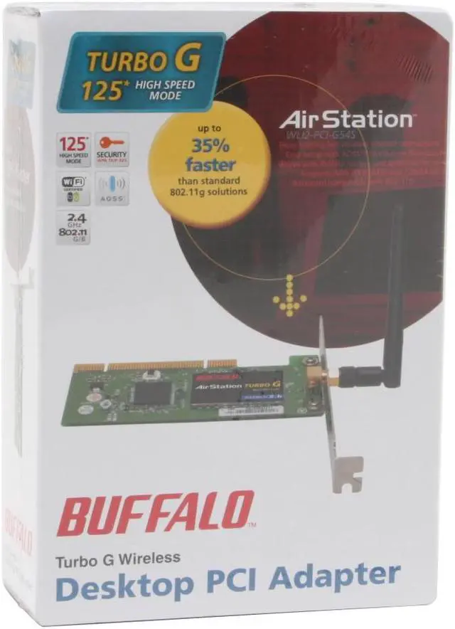 Alt view image 5 of 5 - BUFFALO WLI2-PCI-G54S Wireless-G 125 High-Speed Adapter IEEE 802.11b/g 32-Bit PCI Bus Up to 125Mbps Wireless Data Rates