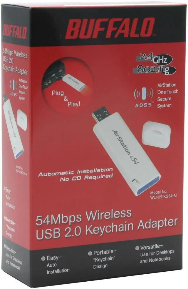 Alt view image 5 of 5 - BUFFALO WLI-U2-KG54-AI Wireless Keychain Adapter IEEE 802.11b/g USB 2.0 Up to 54Mbps Wireless Data Rates
