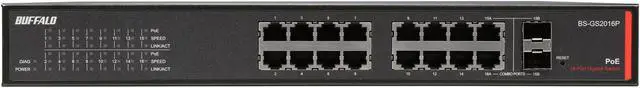 Alt view image 2 of 5 - Buffalo BS-GS2016P 16-Port Gigabit Green Ethernet PoE Web Smart Switch with 2 SFP Slots