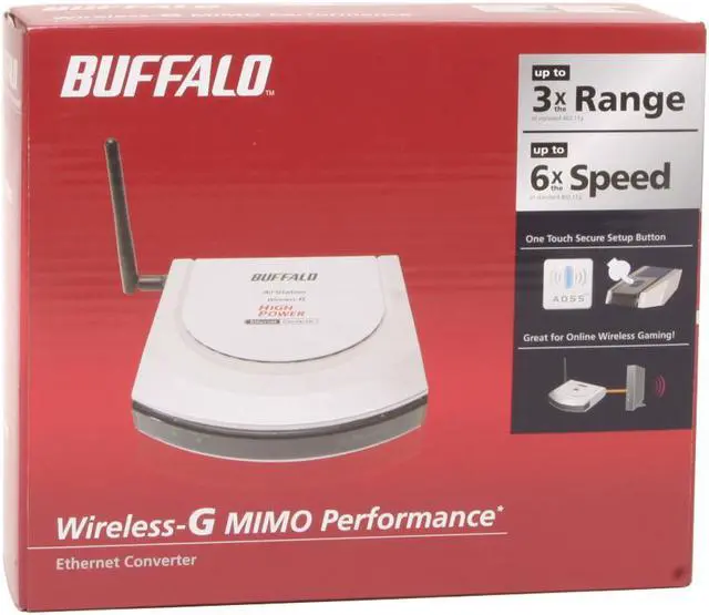 Alt view image 6 of 6 - BUFFALO WLI-TX4-G54HP Wireless-G MIMO Performance Ethernet Converter IEEE 802.3/3u, IEEE 802.11b/g Ethernet Port Up to 125Mbps Wireless Data Rates