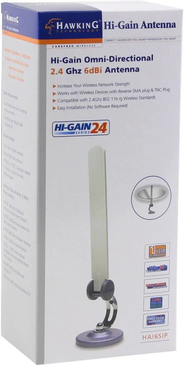 Alt view image 5 of 5 - HAWKING HAI6SIP Hi-Gain 6dBi Omni-Directional Wireless Antenna