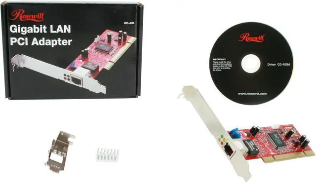 Alt view image 5 of 5 - Rosewill RC-400 Networking LAN Card With Heatsink & 4 LED indicators 10/ 100/ 1000Mbps PCI V2.2, 32/64-bit, 33/66MHz