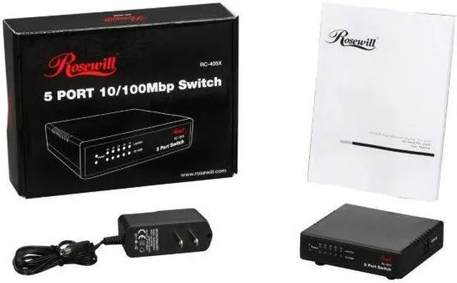 Alt view image 3 of 3 - Rosewill RC-405X 10/100Mbps 5-Port Fast Ethernet Switch