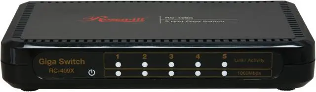 Alt view image 2 of 5 - Rosewill RC-409X 10/100/1000Mbps 5-Port Desktop Green Power Saving Switch/ Plastic shell 5 x RJ45 1K MAC Address Table 832Kbits Buffer Memory