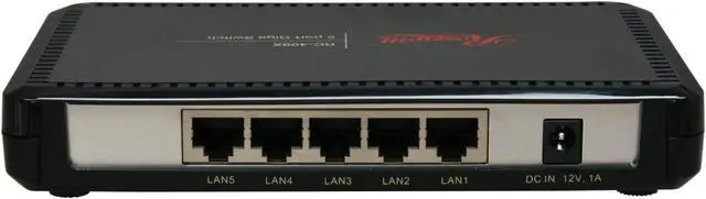 Alt view image 4 of 5 - Rosewill RC-409X 10/100/1000Mbps 5-Port Desktop Green Power Saving Switch/ Plastic shell 5 x RJ45 1K MAC Address Table 832Kbits Buffer Memory