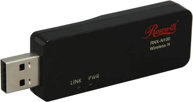 Main image of Rosewill RNX-N100 IEEE 802.11b/g/n USB2.0 Wireless-N 2.0 Dongle (1T2R) Up to 300Mbps download and 150 Mbps upload Data Rates/ WPA/WPA2 (AES, 64,128-WEP with shared-key authentication) Cisco CCS V1.0, V2.0 and V3.0 compliant/ Vista/Win7/ MAC