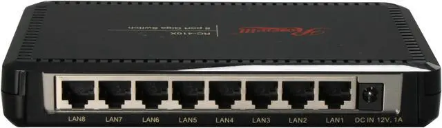 Alt view image 3 of 4 - Rosewill RC-410X 10/100/1000Mbps 8-Port Desktop Green Power Saving Switch/ Plastic shell 8 x RJ45 8K MAC Address Table 832 Kbits SRAM buffer memory