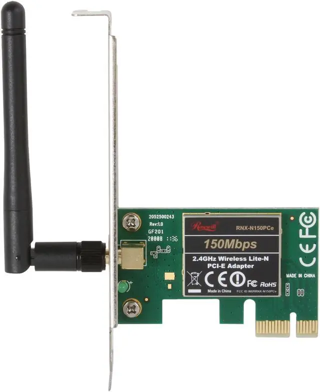 Alt view image 3 of 5 - Rosewill RNX-N150PCe - Wireless N150 Wi-Fi Adapter - IEEE 802.11b/11g/11n, (1T1R), Up to 150 Mbps Data Rates, PCIe 2.0 Interface, WPS Supported