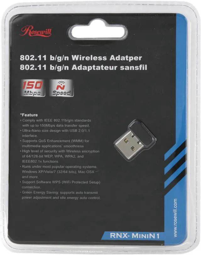 Alt view image 5 of 5 - Rosewill RNX-MiniN1 (RWLD-110001) Wireless-N 2.0 Dongle (1T1R) IEEE 802.11b/g/n, USB2.0 Up to 150Mbps Data Rates, WEP 64/128, WPA/WPA2, and IEEE 802.1x