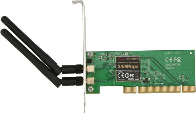 Alt view image 3 of 5 - Rosewill RNX-N250PC2 - Wireless N300 Wi-Fi Adapter - IEEE 802.11b/11g/11n, (2T2R), Up to 300 Mbps Data Rates, PCI Interface
