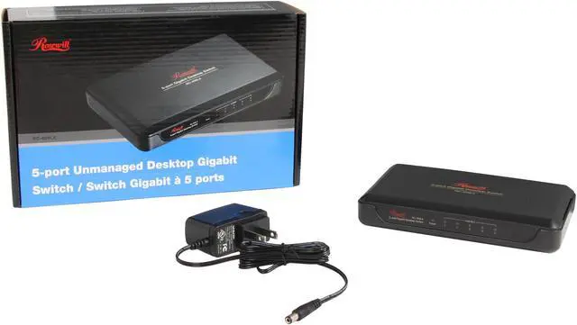 Alt view image 6 of 6 - Rosewill RC-409LX Switch 10/100/1000 Mbps 5 x RJ45 Auto-Negotiation RJ45 ports (Auto MDI / MDIX) 2K MAC Address Table 1MB Buffer Memory