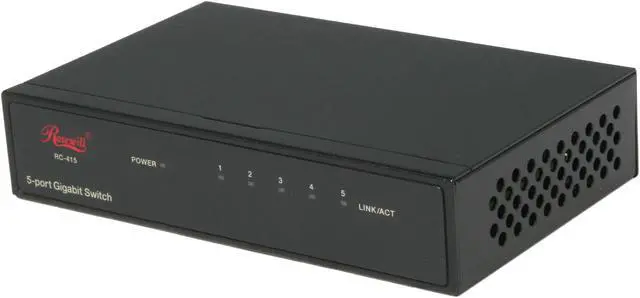 Main image of Rosewill RC-415 - 10/10/1000 Mbps 5-Port Gigabit Green Ethernet Desktop Switch in Metal Enclosure