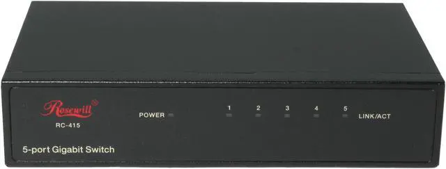 Alt view image 2 of 5 - Rosewill RC-415 - 10/10/1000 Mbps 5-Port Gigabit Green Ethernet Desktop Switch in Metal Enclosure