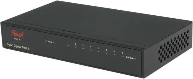 Main image of Rosewill RC-416 – 10 / 100 / 1000 Mbps 8-Port Gigabit Green Ethernet Desktop Switch in Metal Enclosure - 3-Year Warranty