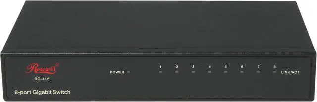 Alt view image 2 of 5 - Rosewill RC-416 – 10 / 100 / 1000 Mbps 8-Port Gigabit Green Ethernet Desktop Switch in Metal Enclosure - 3-Year Warranty
