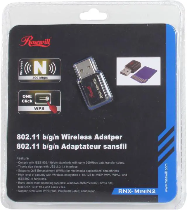 Alt view image 6 of 6 - Rosewill RNX-MiniN2 (RWLD-11002) Wireless Adapter IEEE 802.11b/g/n USB 2.0 Up to 300Mbps Wireless Data Rates