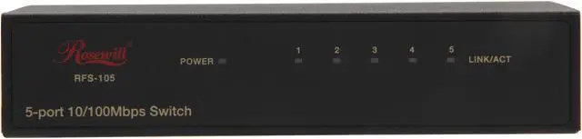 Alt view image 2 of 5 - Rosewill RFS-105 5 port 10/100Mbps Fast Ethernet Energy Saving Metal Enclosure Switch with 3-Year Warranty