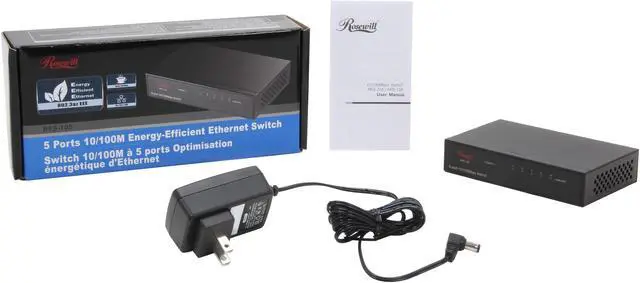 Alt view image 5 of 5 - Rosewill RFS-105 5 port 10/100Mbps Fast Ethernet Energy Saving Metal Enclosure Switch with 3-Year Warranty
